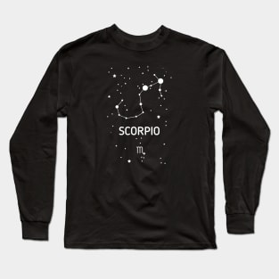 Scorpio Zodiac Sign Constellation (White Print) Long Sleeve T-Shirt